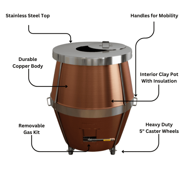 A04 - 34″ x 34″ Pakistani Clay Oven – Copper & Stainless Steel, CSA Certified - Image 8