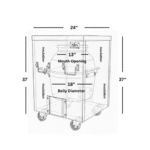 Square Catering Charcoal Tandoor Oven CS04 – Internal Structure Wireframe Diagram