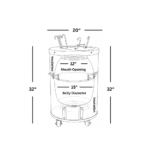 Large Outdoor Tandoor Oven R32 – Internal Structure Wireframe Diagram