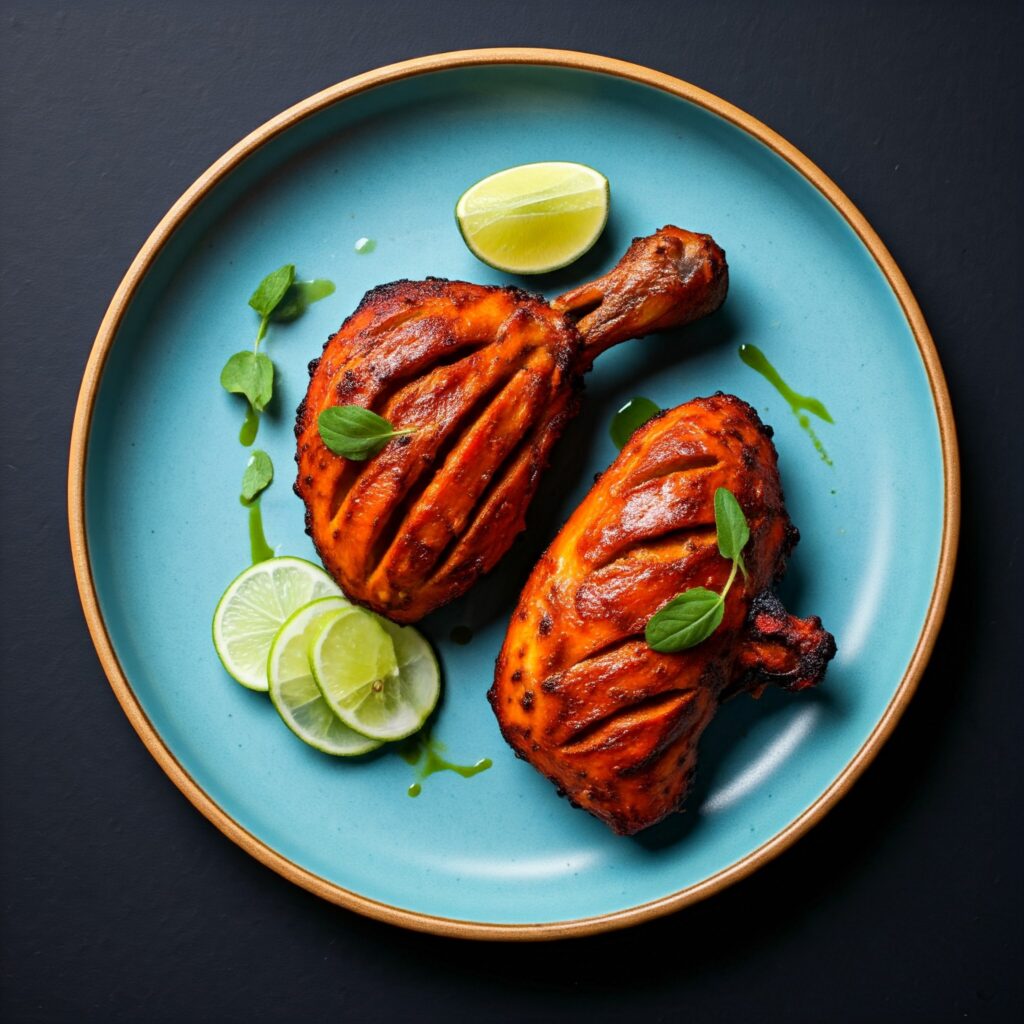 Tandoor Chicken with Lime pickled cucumber