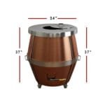stainless steel tandoor oven Product Main Image with Measurements written 34 inches in width and 37 inches in height