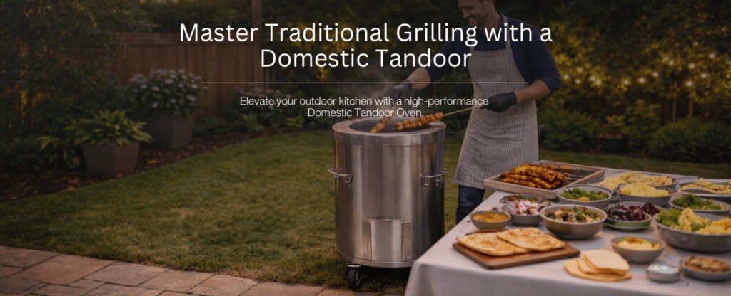 Banner image of a domestic tandoor category in which we have a guy cooking in the domestic tandoor oven.