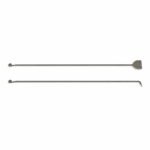 Tandoori Naan Rod Pair AS03 – title product image showing both long stainless steel naan rods laid side by side on white background; top rod has a flat spatula blade tip for lifting naan, bottom rod has a pointed hook tip for detaching naan from tandoor walls, both with coiled loop handles at the opposite end
