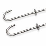 Two Tandoor Skewers AS04 black flat square metal grilling rods laid parallel on a white background showing the full shaft and pointed tips