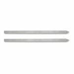 Pair of silver stainless steel flat Tandoor Skewers shown full length on a white background with wide flat blade bodies tapering to sharp pointed tips
