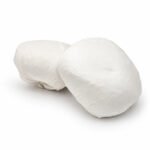 Tandoor Oven Naan Gaddi AS09 – pair of plain white cotton inner cushion inserts for the naan gaddi, shown side by side on white background; one larger flat cushion and one smaller dome-shaped insert, both with gathered fabric closures, making up the inner padding layer of the gaddi assembly