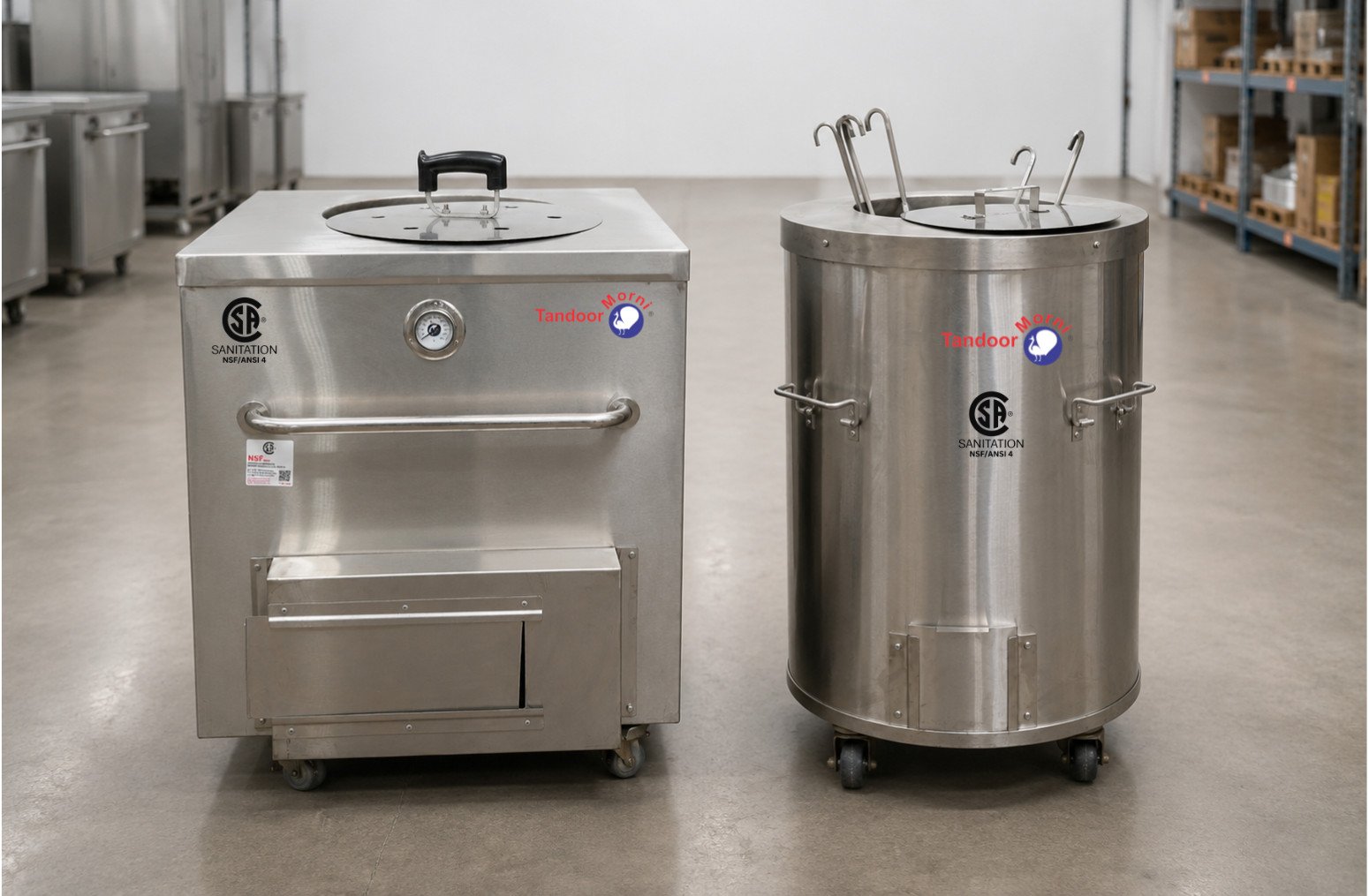 Two different tandoor ovens one is a commercial tandoor oven and one is a home tandoor oven