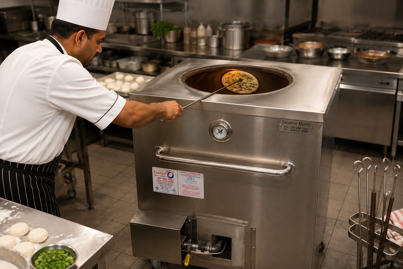 Buy tandoor Washington: stainless steel tandoor oven with clay interior staged in a Washington showroom