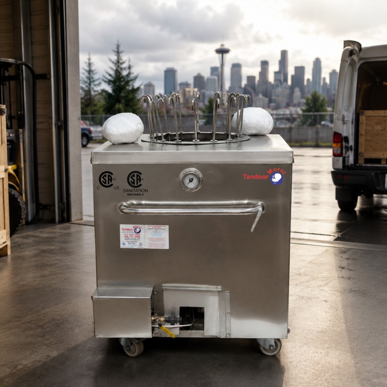 Buy tandoor Washington: oven staged for delivery to a Washington kitchen from a certified stainless steel tandoor seller