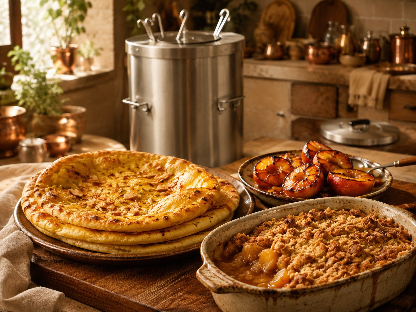 Tandoor baked desserts spread of sweet treats made in a clay oven