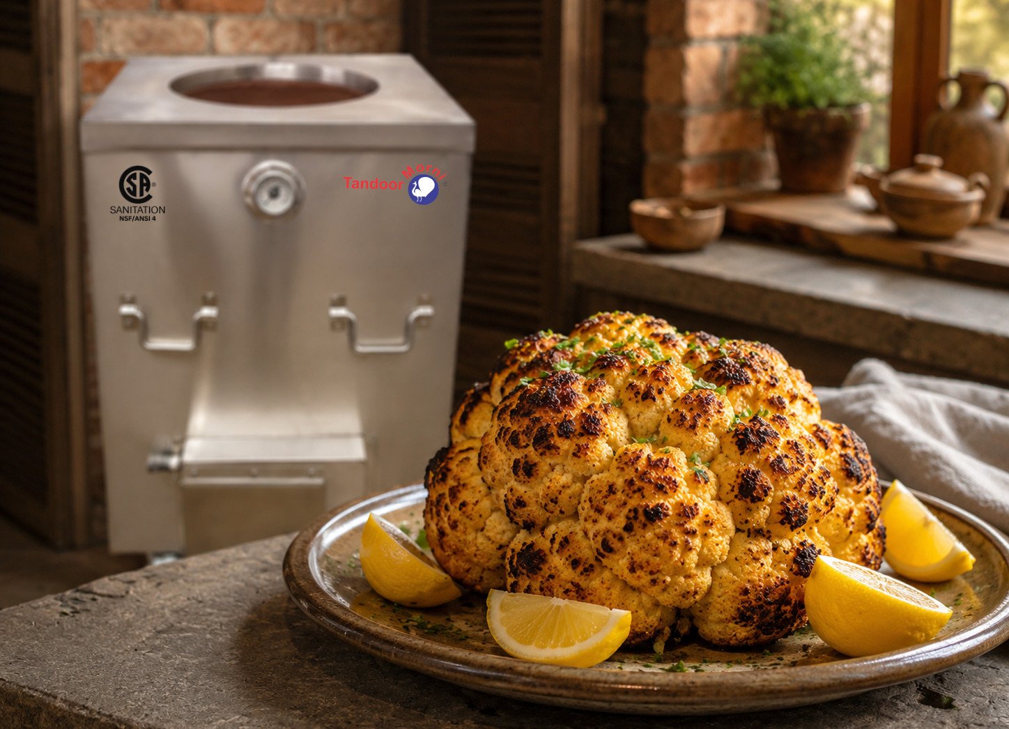 Tandoori cauliflower recipe charred florets plated with chutney