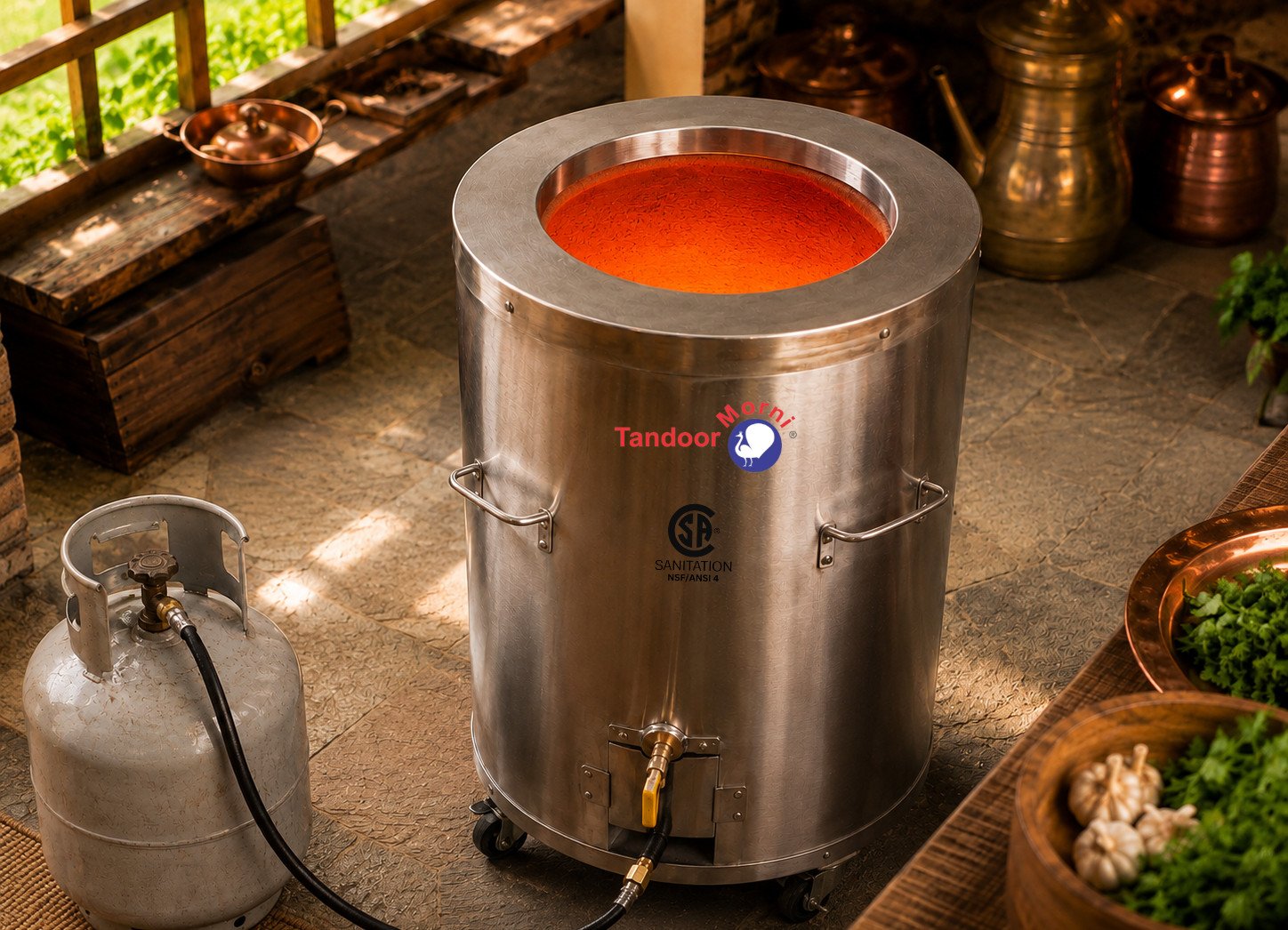 Tandoori roti recipe Step 4: glowing tandoor oven preheating before the roti goes in