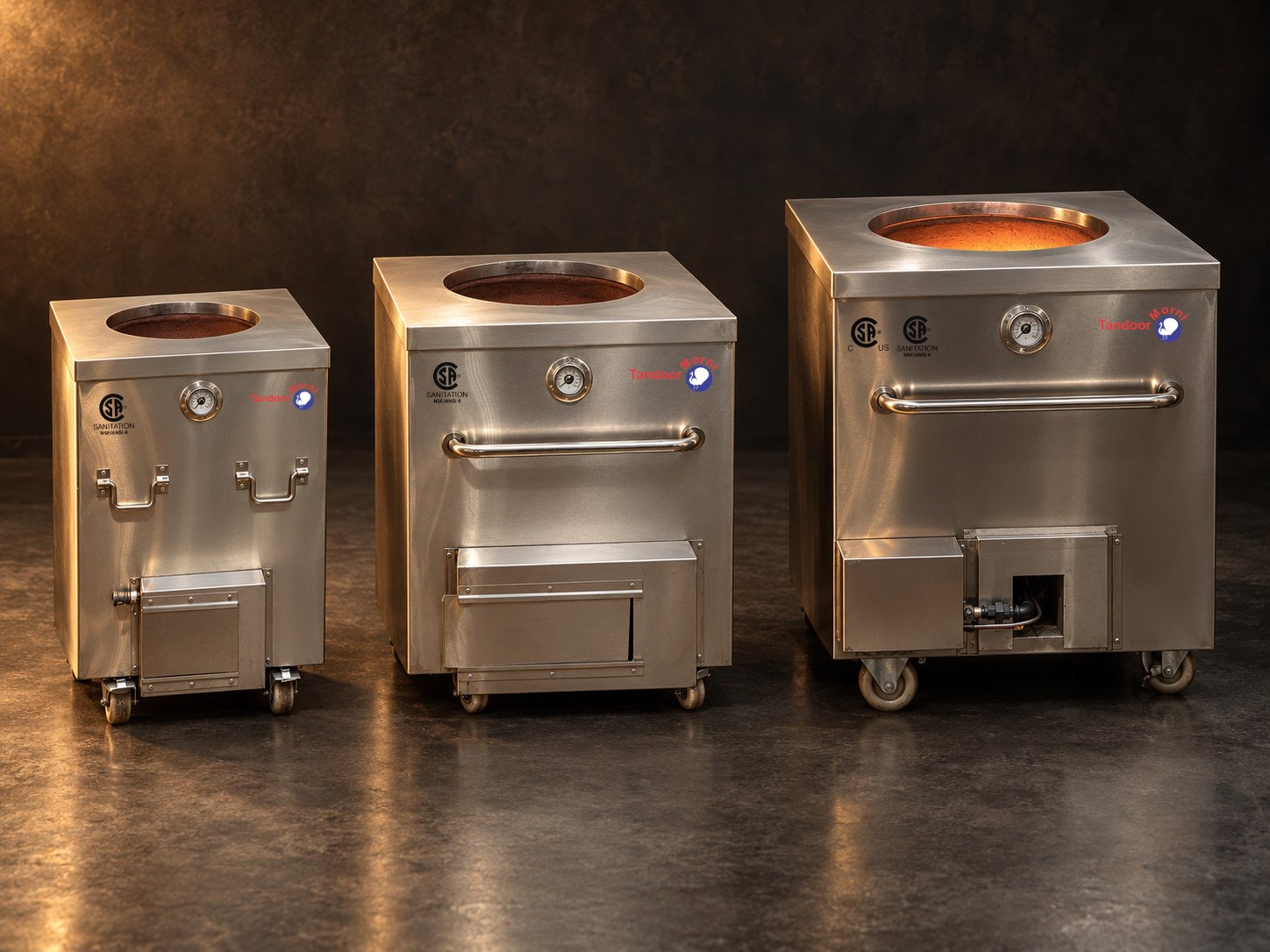 Tandoor buying guide: three Tandoor Morni tandoor ovens in home, catering and restaurant sizes side by side
